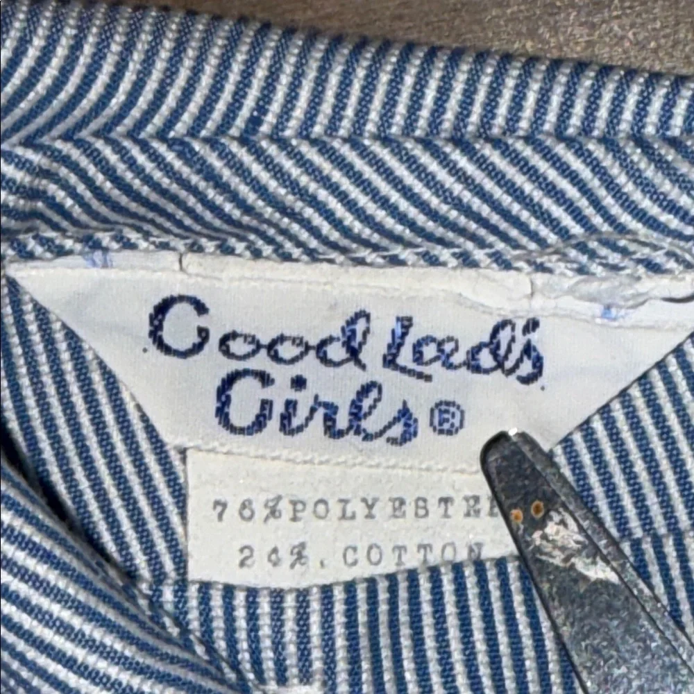 Vintage Blue White Pinstripe Sailor Dress Nautical Puff Sleeve SZ 2T